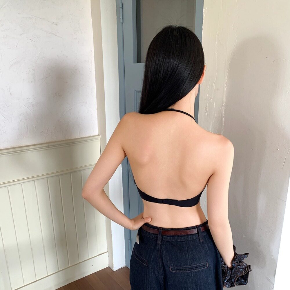 可挂脖大露背细肩带4穿法美背内衣/三角杯/粉底液/2026女夏薄文胸
