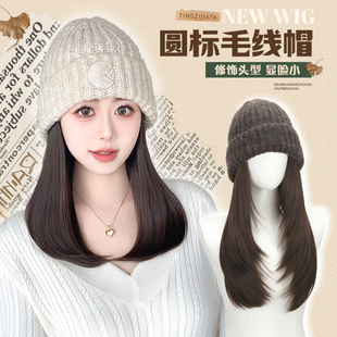 假发帽子女款2025新款冬针织女短发一体时尚全头套式新款女秋冬毛