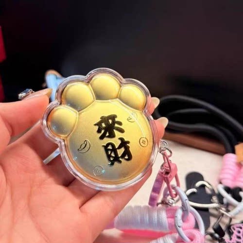 水贝足金999黄金灵隐同款猫爪招财手机链钥匙扣包包挂件中秋送礼