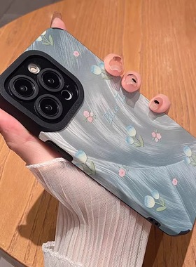 羽纱视觉花朵适用苹果16promax手机壳iPhone15pormax保护套8/7p全包xs硅胶14por高级感13pm小众12p女款11防摔