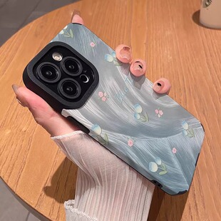 羽纱视觉花朵适用苹果16promax手机壳iPhone15pormax保护套8/7p全包xs硅胶14por高级感13pm小众12p女款11防摔