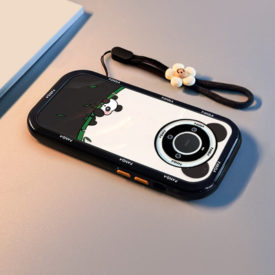 适用华为创意弯竹熊猫带挂绳