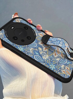 适用华为Mate70Pro手机壳腕带图腾Mate50中国风新款Mate60镜头全包30支架保护套E女20软硅胶epro防摔鼎桥M40