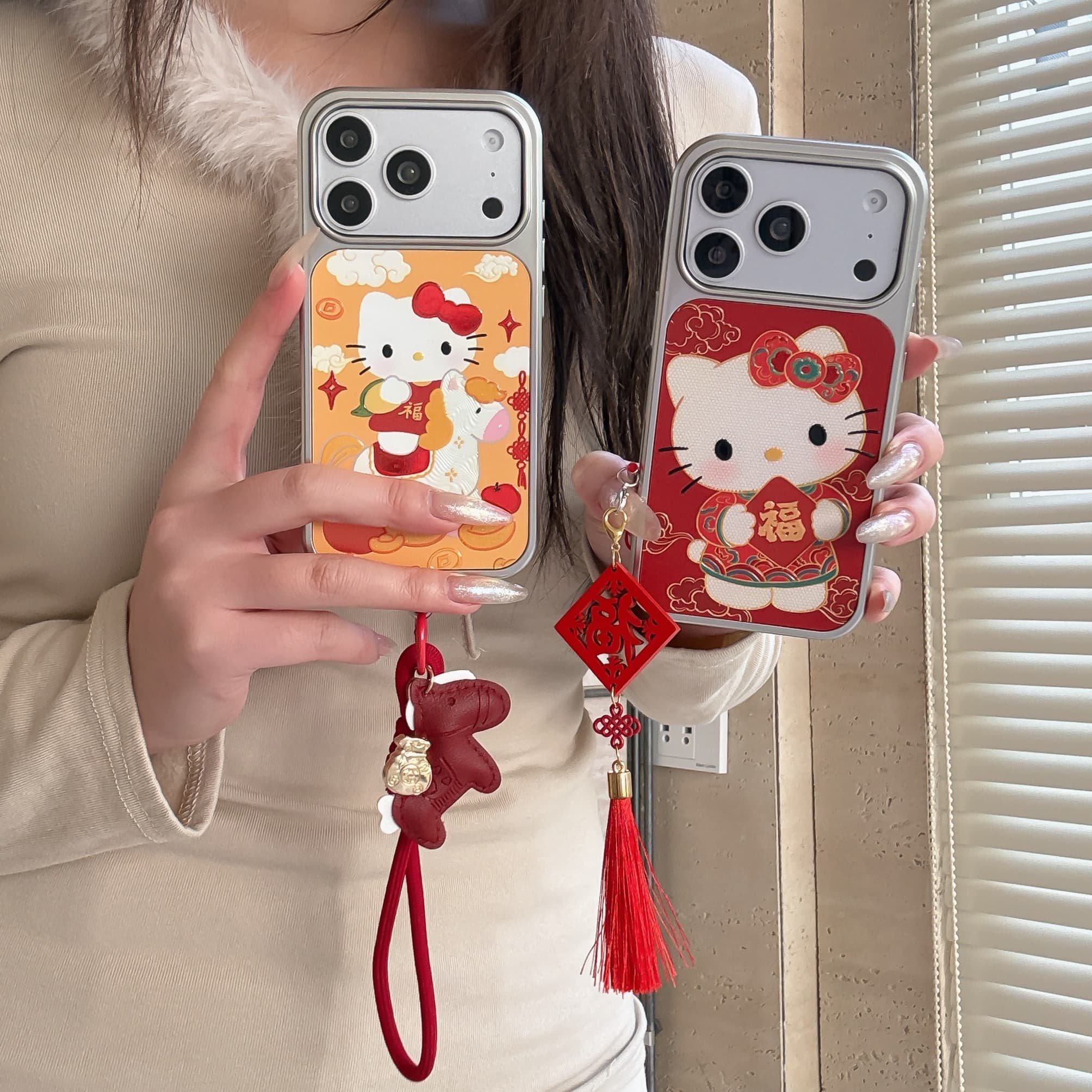 新年红色送福KT猫咪适用苹果17promax手机壳新款高级感iphone16pro挂绳15卡通可爱14马年16小众女保护套外壳,3C数码配件,手机保护套/壳,淘宝优惠券,粉丝福利购,淘宝优惠卷