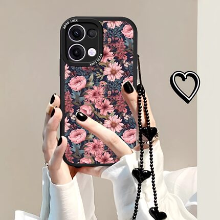 复古山茶花适用opporeno14pro手机壳女新款reno13保护套高级感reno12带挂绳11轻奢10硅胶9全包8防摔7软壳por+