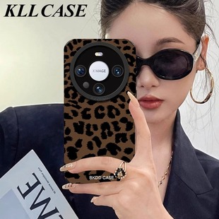 深棕豹纹适用华为mate70pro手机壳新款 11硅胶高级感p60小羊皮p70p潮牌50全包防摔 m60腕带m50pro复古风nova12