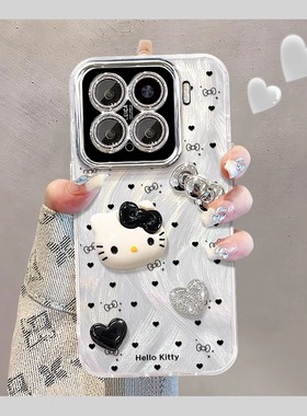 适用小米15手机壳夏天新女款小米12s/x羽纱14/13pro全包镜头膜红米k80/70立体爱心kt猫蝴蝶结note14pro套k60