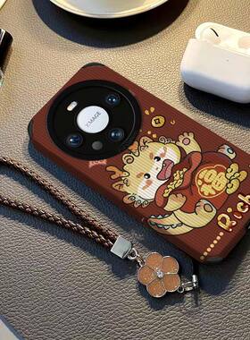 红色福袋龙适用华为mate60pro手机壳新年款nova11女p60牙签纹挂绳magic543荣耀10090防摔7se镜头全包硅胶软套