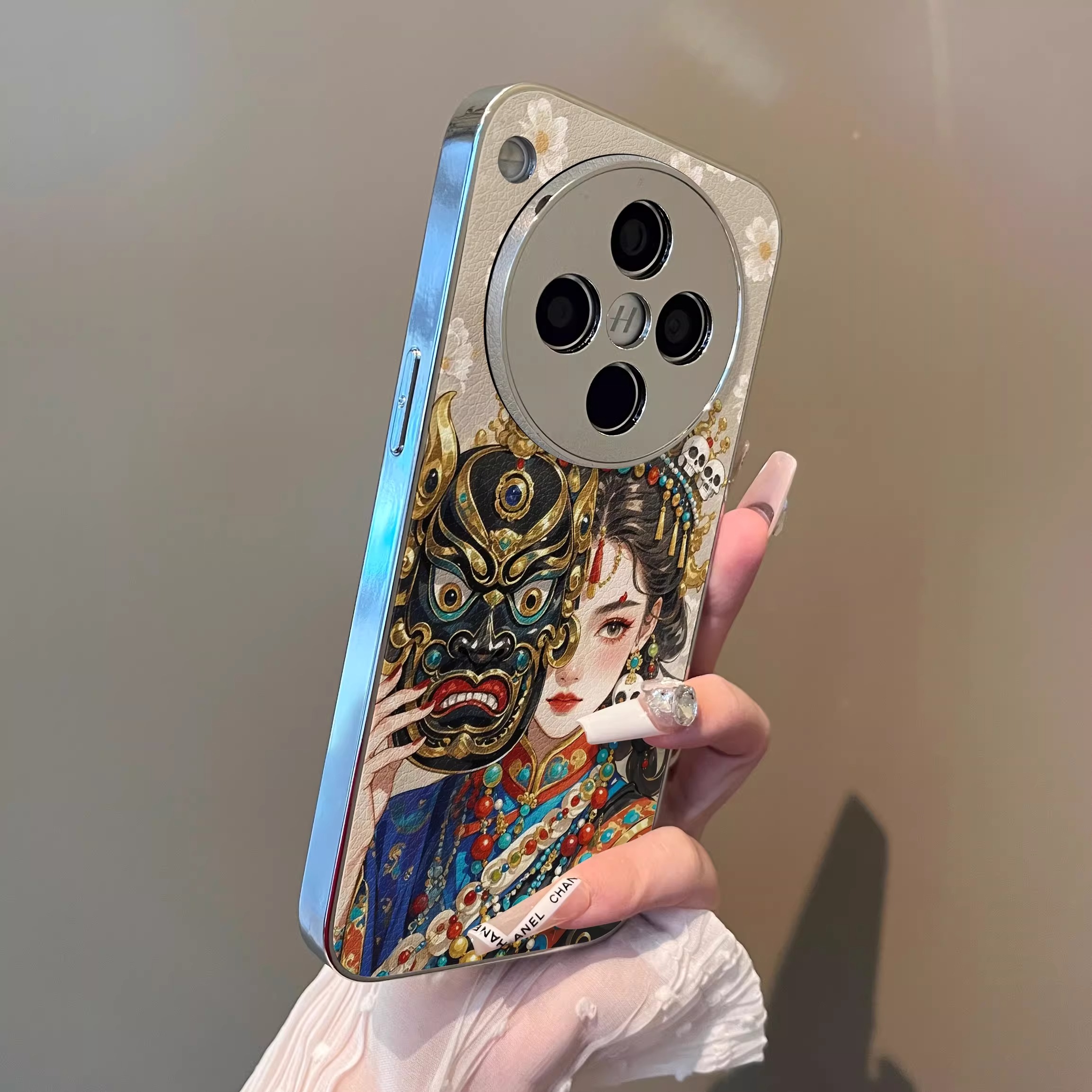 适用oppo电镀面具女孩支架