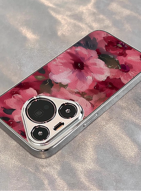 烈焰红绸适用华为pura70pro手机壳新款mate70保护套p60pro电镀小羊皮p50全包ultra男女40m60pro防摔软壳