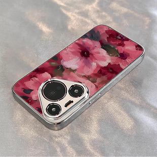 烈焰红绸适用华为pura70pro手机壳新款 mate70保护套p60pro电镀小羊皮p50全包ultra男女40m60pro防摔软壳