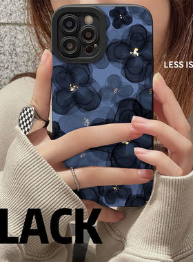 适用苹果15promax手机壳黑色山茶花14plus全包硅胶iphone13pro保护套12max女复古11xsmax个性小众xs潮新款xr