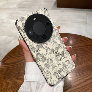 适用华为mate80Pro 可爱nova14防摔mt5040荣耀400女软套 手机壳pura80Ultra复古竖纹70满屏米奇magic7新款