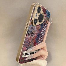 抽象艺术花纹适用华为pura80pro手机壳新款70ultra创意p60art女50高级p40小众网红小羊皮电镀支架p30pro