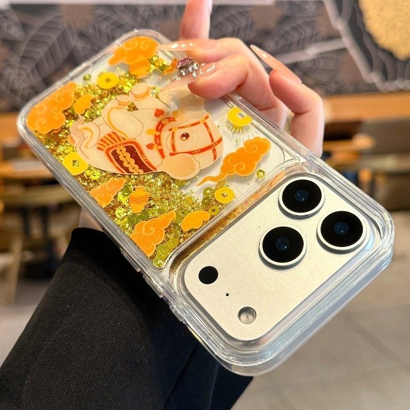 适用苹果17promax手机壳新款iphone17流沙招财可爱小象16pro保护套女13透明超好看14全包防摔15pro网红爆款pm,3C数码配件,手机保护套/壳,淘宝优惠券,粉丝福利购,淘宝优惠卷
