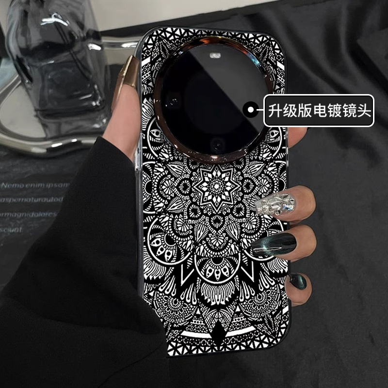 适用华为彩银花朵曼陀罗简约复古