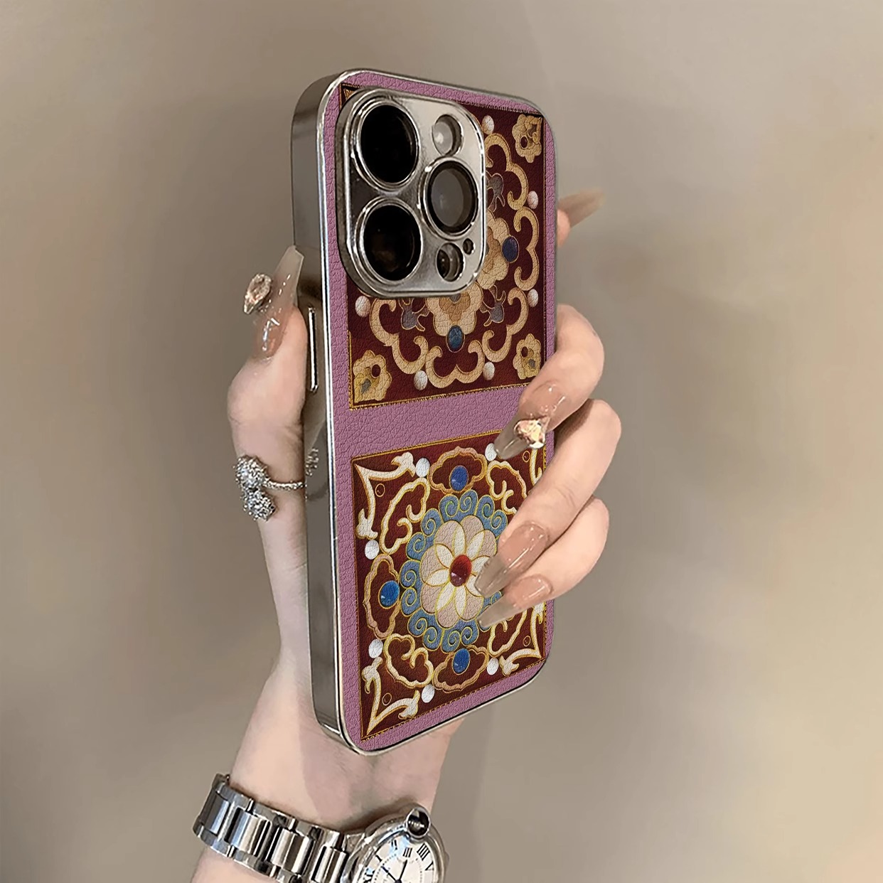 适用苹果电镀小羊皮民族珐琅