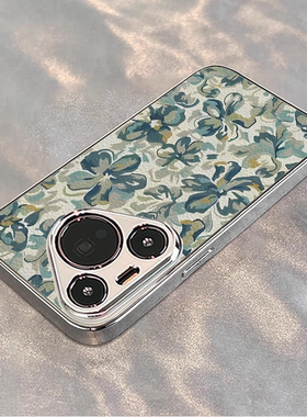 复古油画花卉适用华为pura80pro手机壳新款mate70保护套p60pro电镀小羊皮p50全包ultra男女40m60pro防摔软壳