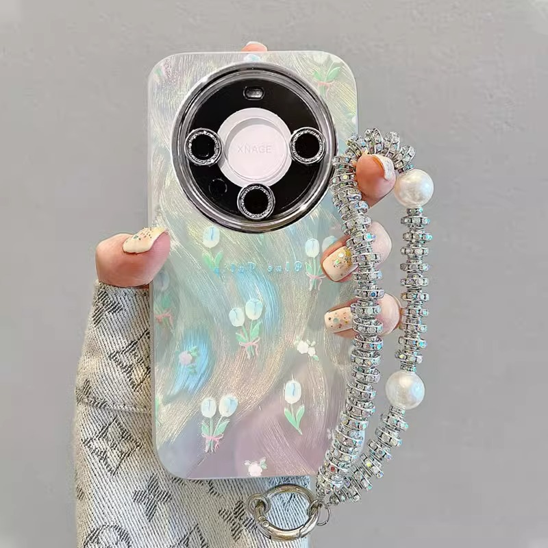 适用华为五彩郁金香带镜头膜挂绳