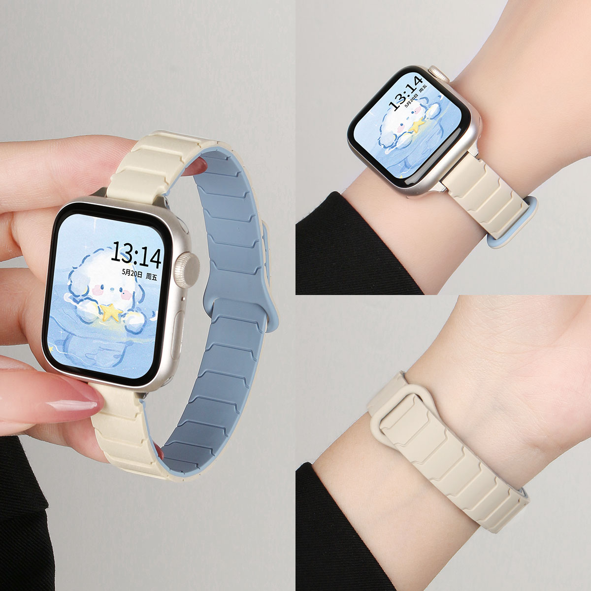 学长家新款创意铠甲硅胶磁吸手表