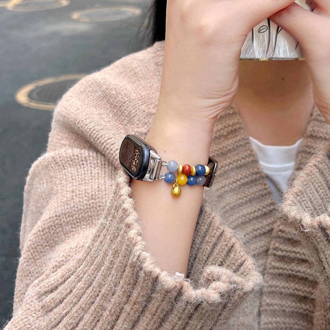 学长家新款秋冬串珠间皮表带女生