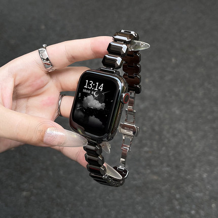 适用iwatchs10手表带夏天applewatch9/8/7表带金属链苹果手表6表链s10高级感s9小众s7创意iwatchse手链男女款
