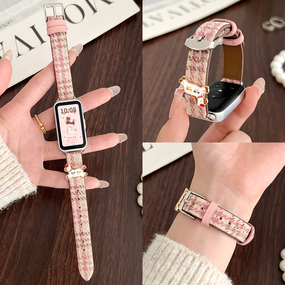 适用华为手环10手表带新款毛呢9nfc版高级感女生专用腕带band8智能运动7高颜值手带6pro替换带十女款真皮表链,智能设备,智能手表手环表带/腕带,淘宝优惠券,粉丝福利购,淘宝优惠卷