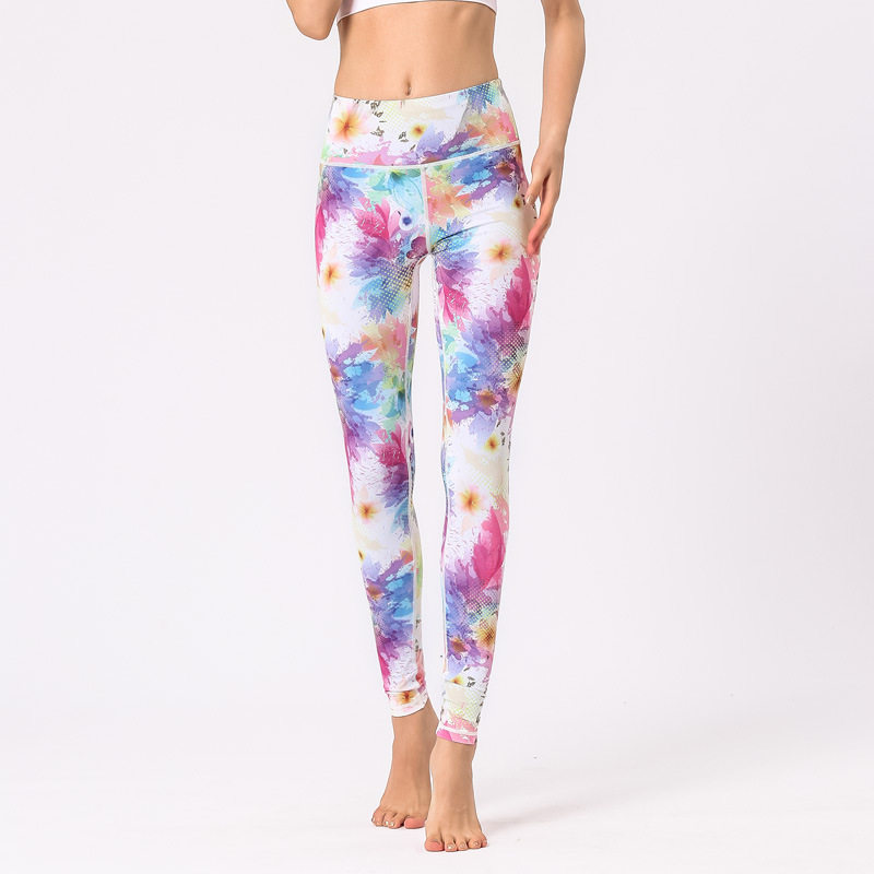 Printed slim fit sports yoga pants 印花修身运动高腰瑜伽裤
