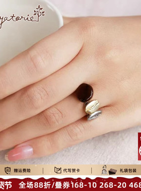 Ayatorie原创手作戒指日系真咖啡豆开口戒新款小众礼物送女友闺蜜