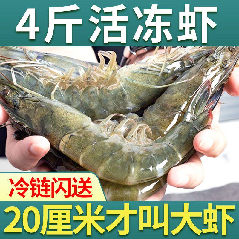 冰鲜部族青岛大虾虾子鲜活新鲜海鲜特大号3斤 基围虾水产冻虾顺丰