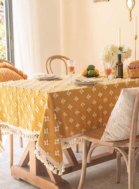 法式复古黄iBCY布ns风桌布欧风流苏小清新色甜品台台民宿茶几盖北