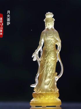 釉面日月菩萨ALM观音佛像居装家客饰厅佛堂寺庙月供奉日观音