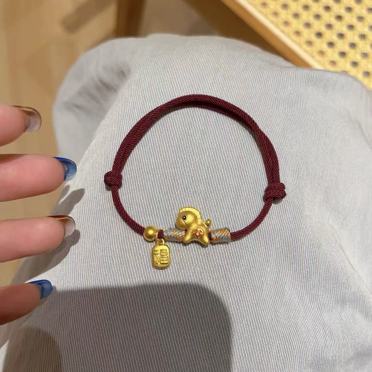 足金999小马上有钱黄金本命生肖马手链送女友新年礼物