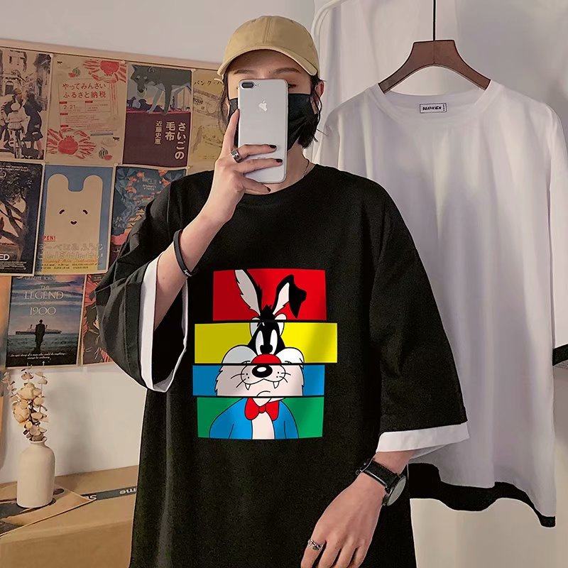 New cartoon Bugs Bunny Print Long Sleeve T-Shirt trend loose for men and women
