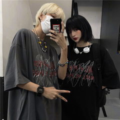 Original 2021 summer new ins Harajuku trend graffiti letter print loose short sleeve T-shirt