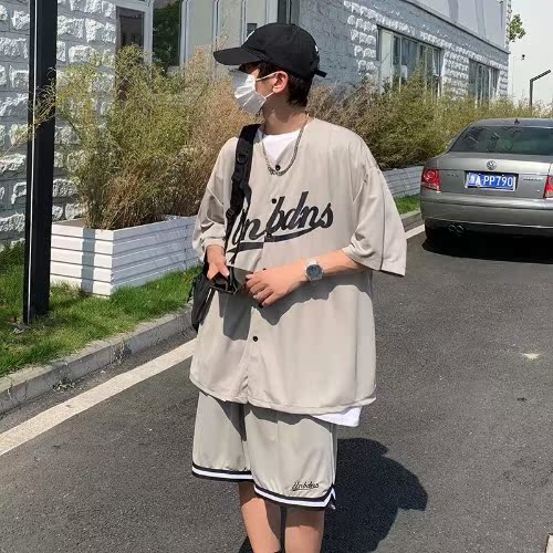 Fashion brand suit 2021 men's loose high street net red Korean fashion handsome student two piece set