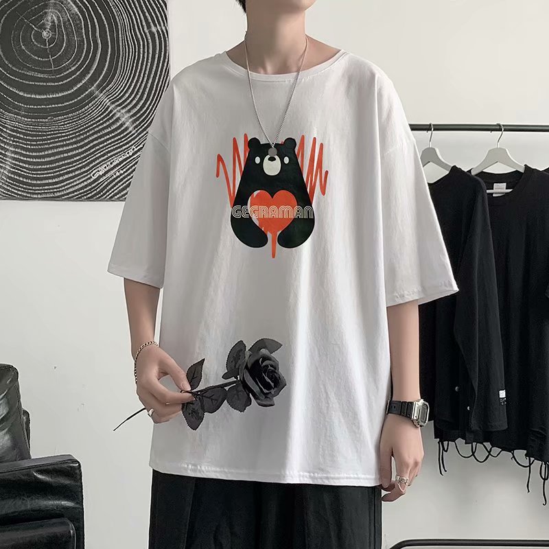 Short sleeve top, loose and versatile, fashion brand, summer Harajuku style half sleeve T-shirt