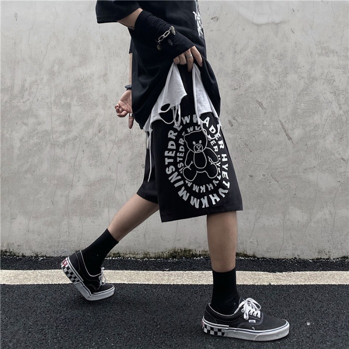 Original original original suzerain statue letter print men's and women's loose straight 5-inch casual shorts