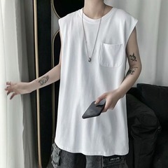 Solid jacket summer trend Harajuku style sleeveless T-shirt Korean couple loose sports vest