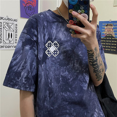 2021 summer ins same Harajuku style graffiti tie dye cartoon print loose Short Sleeve T men and women