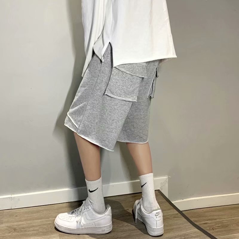 Summer new fashion high street three dimensional big pocket sports shorts loose casual Capris