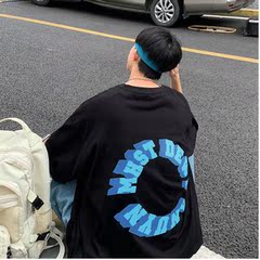 港風短袖恤男夏季韓版情侶印花潮流網紅上衣