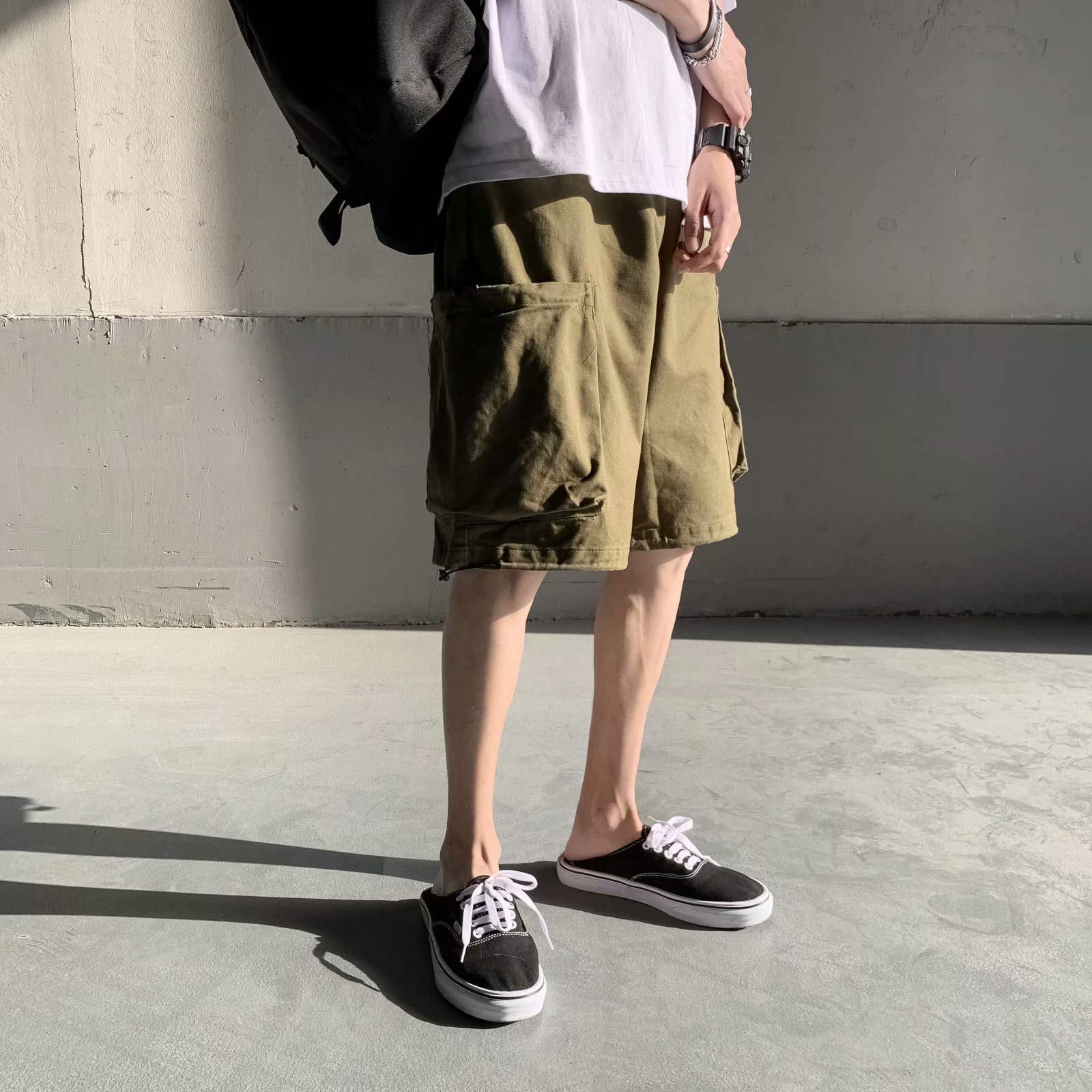 Loose clean solid color tooling shorts