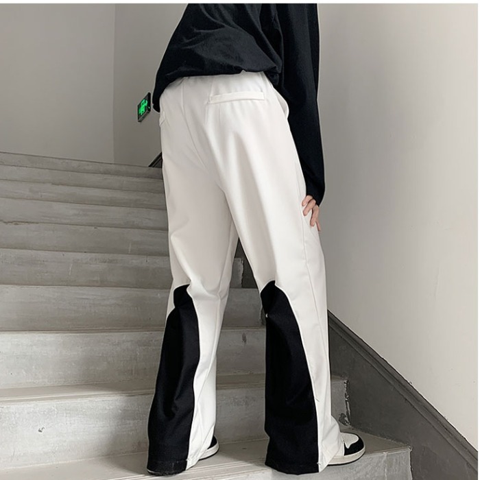 Fashion brand stitching pants design sense fashion trend Harajuku ins popular loose straight sports pants