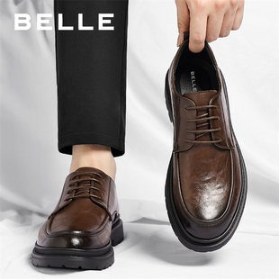 百丽男鞋2026新款商务正装皮鞋男款真皮英伦风结婚鞋新郎鞋德比鞋