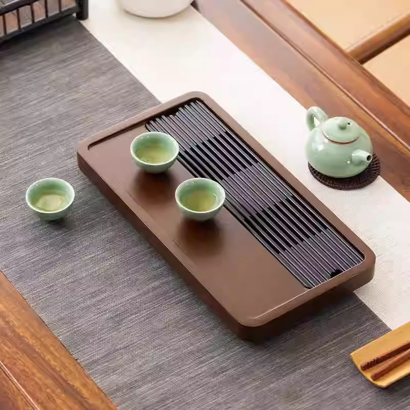 胡桃色茶盘家用新款干湿两用茶台