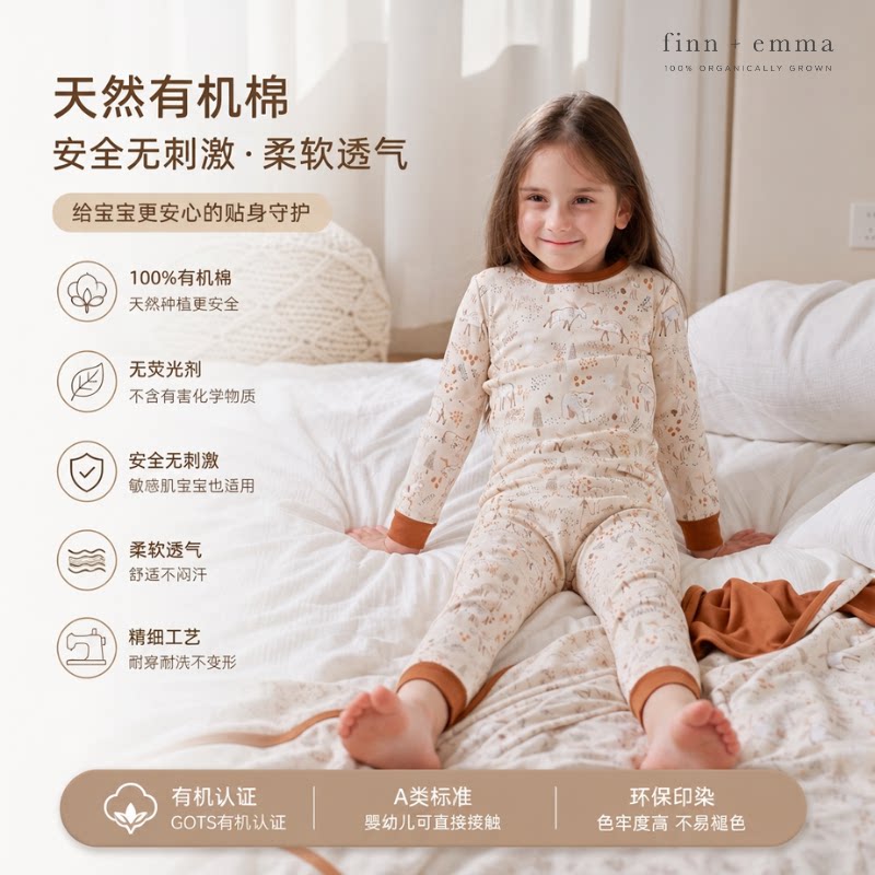 Finn+Emma100%有机棉分体睡衣图片