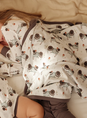 Finn+Emma双面盖毯四季有机棉新生儿包布包被毯子防惊跳包巾男女