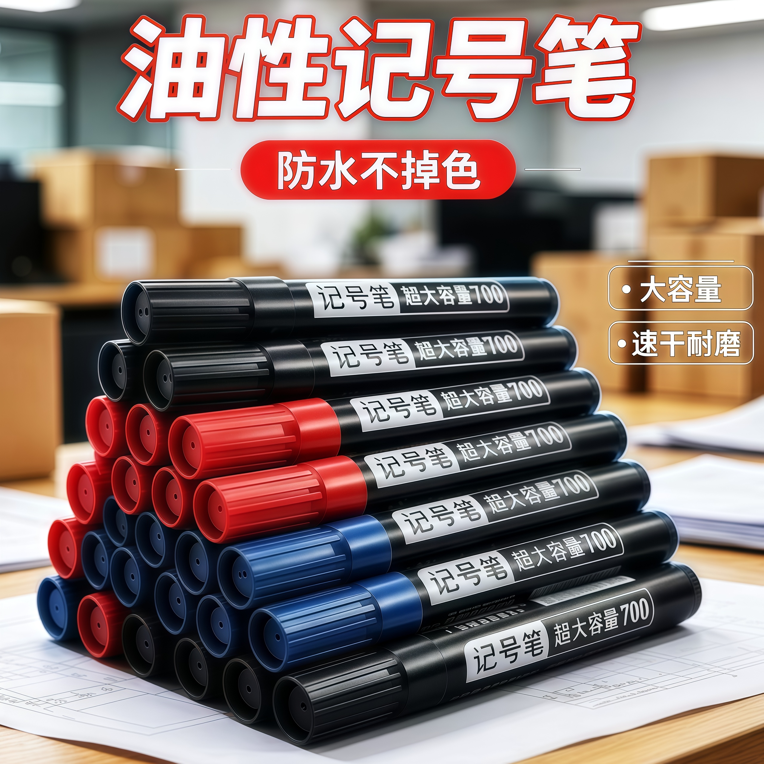 黑色油性防水记号笔不可擦大头笔物流快递笔专用加长马克笔不掉色