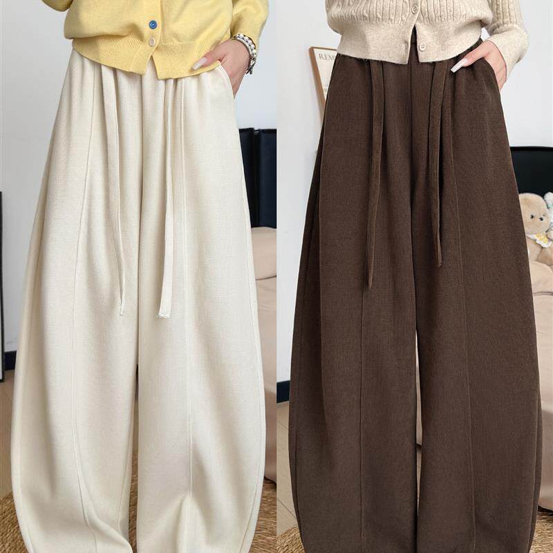 雪尼尔弯刀裤女春秋2026新款美式高腰宽松小个子阔腿休闲慵懒卫裤